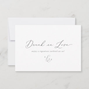 Delicate Silver Calligraphy 3.5x5" Drink Voucher Invitation