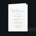 Delicate Silver Calligraphy Folded Wedding Program<br><div class="desc">This delicate silver calligraphy folded wedding program is perfect for a modern wedding. The romantic minimalist design features lovely and elegant silver grey typography on a white background with a clean and simple look.</div>