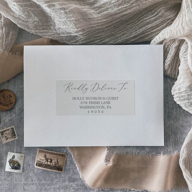 Delicate Silver Calligraphy Guest Address Labels (Creator Uploaded)