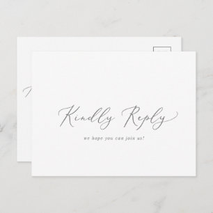 Delicate Silver Calligraphy Menu RSVP Postcard
