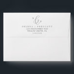 Delicate Silver Calligraphy Monogram Wedding Envelope<br><div class="desc">This delicate silver calligraphy monogram wedding envelope is perfect for a modern wedding. The romantic minimalist design features lovely and elegant silver grey typography on a white background with a clean and simple look. Personalise the envelope flap with your monogram and return address.</div>