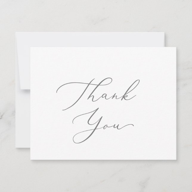 Delicate Silver Calligraphy Thank You Card (Front)
