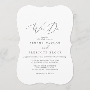 Delicate Silver Calligraphy We Do Wedding Invitation