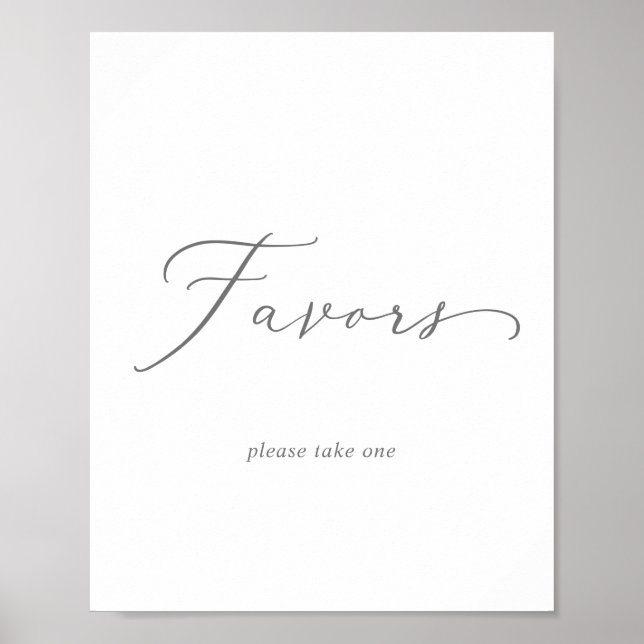 Delicate Silver Calligraphy Wedding Favours Sign (Front)