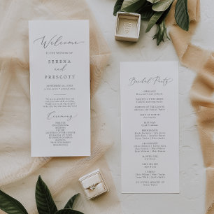 Delicate Silver Calligraphy Wedding Program