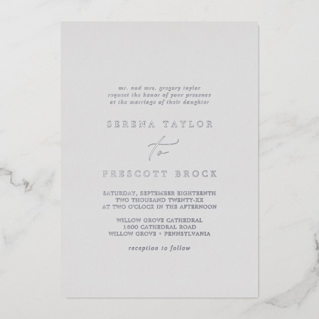 Delicate Silver Foil | Grey Traditional Wedding (Front)