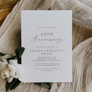 Delicate Silver Grey 50th Wedding Anniversary Invitation