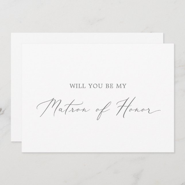 Delicate Silver Matron of Honour Proposal Card (Front/Back)