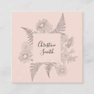 Delicate Simple Blush Pink Botanical Floral Square Business Card