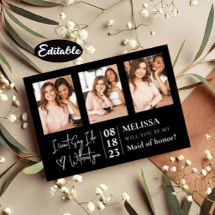 Delicate Simple Photo Collage Bridesmaid Proposal Invitation