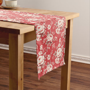 Delicate Simplicity: French Red Shabby Chic Allure Long Table Runner