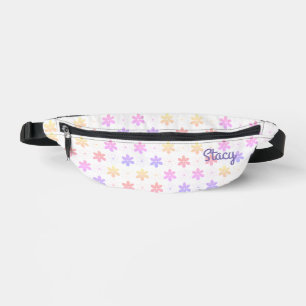 DELICATE SMALL FLOWERS FLORAL PATTERN LILAC NAME BUM BAGS