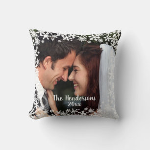 Delicate Snowflake Customizable Photo Cushion