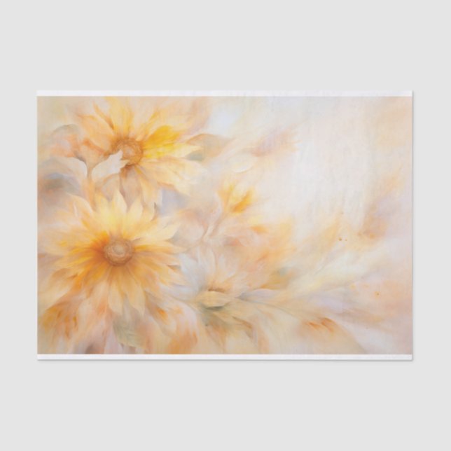 Delicate, Soft Elegant Sunflower Florals Decoupage Tissue Paper (Front)
