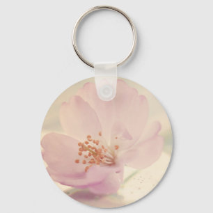 Delicate Soft Pink Cherry Blossom Flower Key Ring