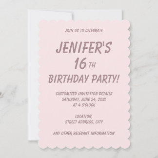 Delicate solid colour plain blushing pink invitation