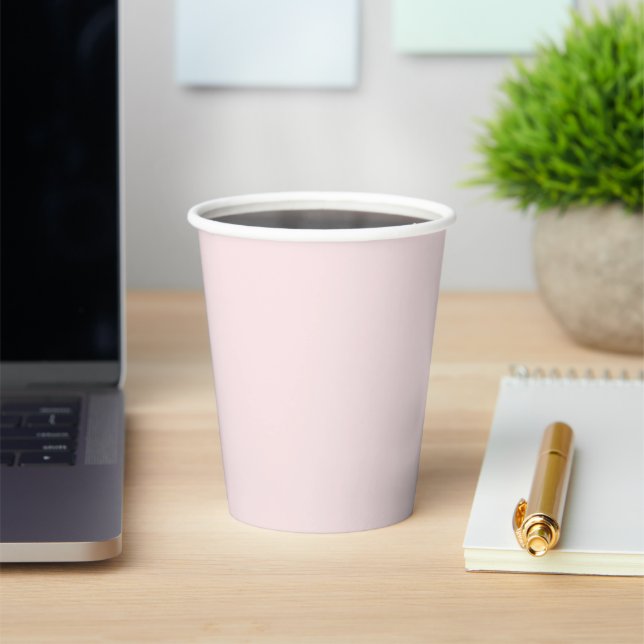 Delicate solid colour plain blushing pink paper cups (Insitu)
