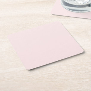 Delicate solid colour plain blushing pink square paper coaster