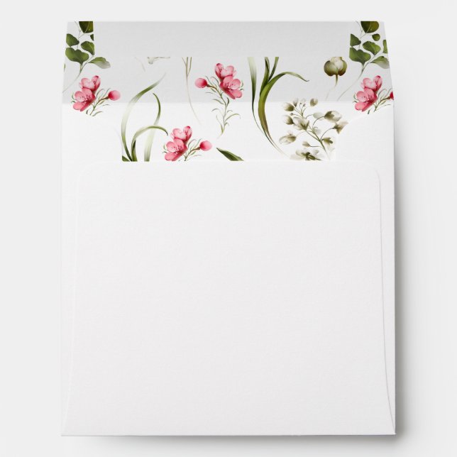 Delicate Spring Blossoms Watercolor Botanical Envelope (Back (Bottom))