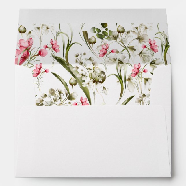 Delicate Spring Blossoms Watercolor Botanical Envelope (Back (Bottom))
