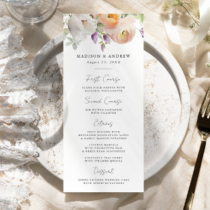 Delicate Spring Floral Wedding Menu