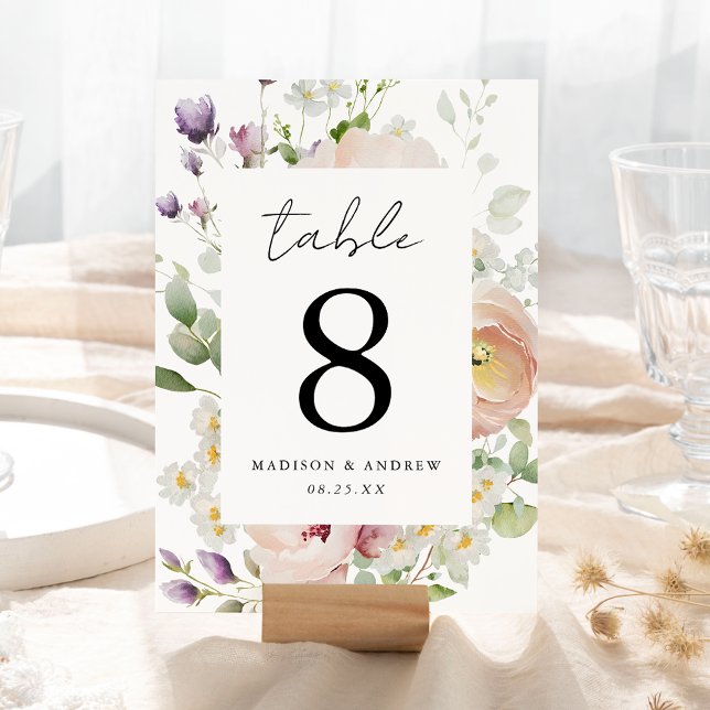 Delicate Spring Floral Wedding Table Number (Creator Uploaded)
