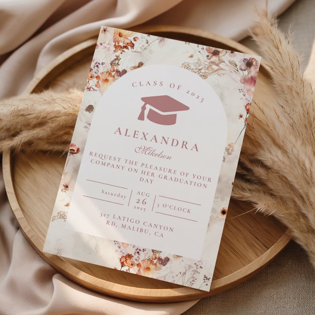 Delicate Spring Flowers Graduation Invitation (Creator Uploaded)