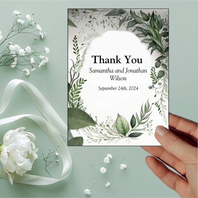 Delicate Spring Leaves Encircle Wedding Thank You (Creator Uploaded)