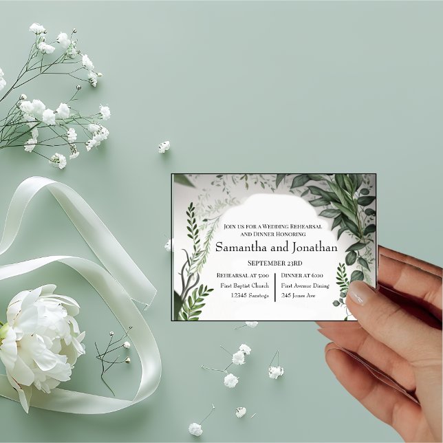 Delicate Spring Leaves Encircling Rehearsal Invitation (Creator Uploaded)