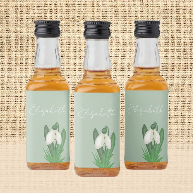 Delicate Spring Snowdrop Flower  Liquor Bottle Label (Creator Uploaded)