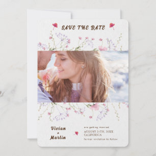 Delicate Spring Wildflower Wedding Save The Date Invitation