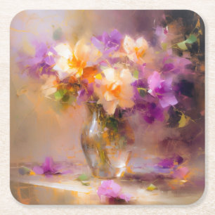 Delicate Still Life Square Paper Coaster
