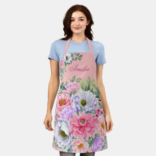 Delicate Summer Garden Party Flowers  Apron