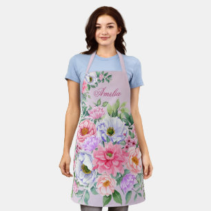 Delicate Summer Garden Party Flowers Apron