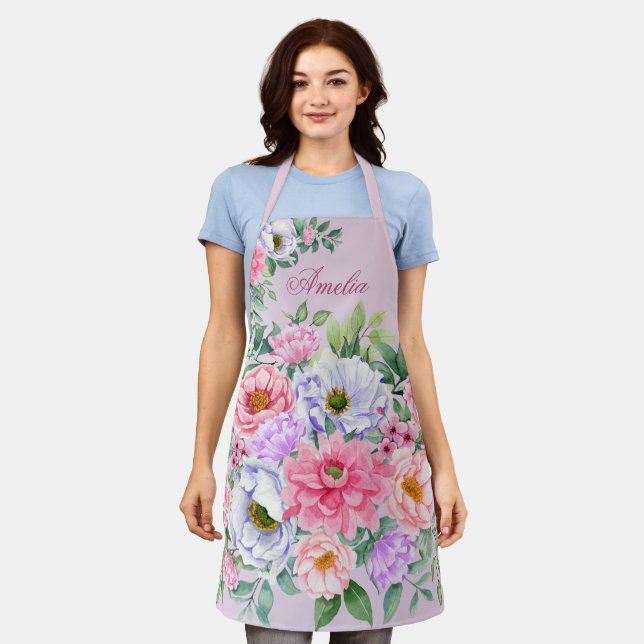 Delicate Summer Garden Party Flowers  Apron (Worn)