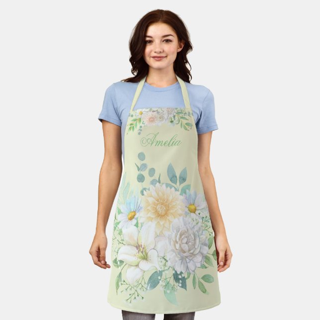 Delicate Summer Garden Party Flowers  Apron (Worn)