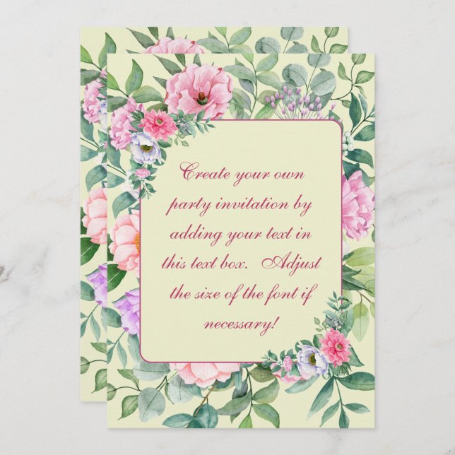 Delicate Summer Garden Party Flowers Decoupage  Invitation (Front/Back)
