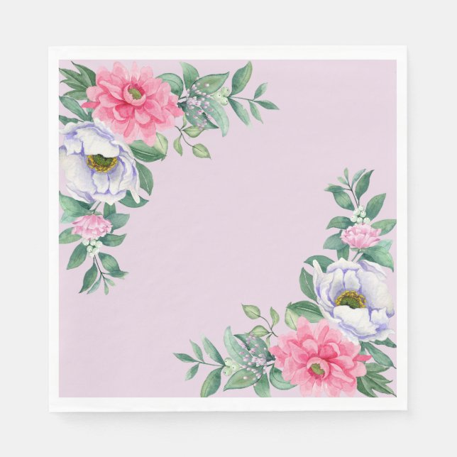 Delicate Summer Garden Party Flowers  Napkin (Front)