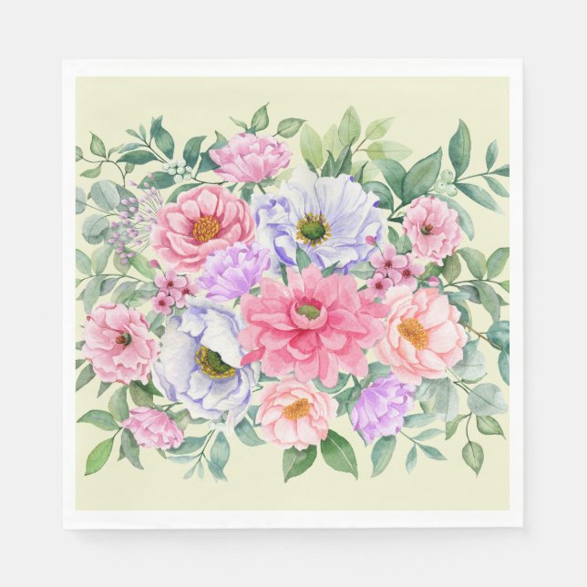 Delicate Summer Garden Party Flowers  Napkin (Front)