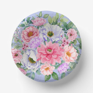 Delicate Summer Garden Party Flowers Paper Plate