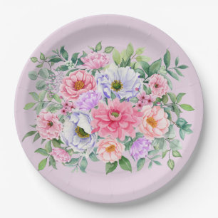 Delicate Summer Garden Party Flowers Paper Plate