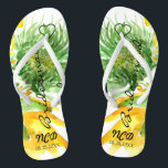 Delicate Sunflowers Bridesmaid Favour Monogram Thongs<br><div class="desc">You will love this beautiful hand painted watercolor of sunflowers. Great for your wedding Venues.</div>