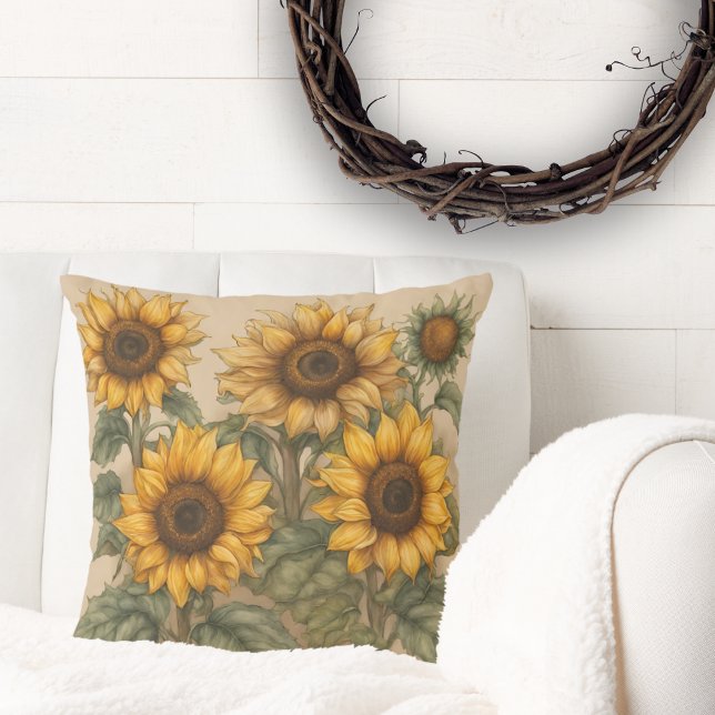 Delicate Sunflowers in Bloom  Cushion (Creator Uploaded)