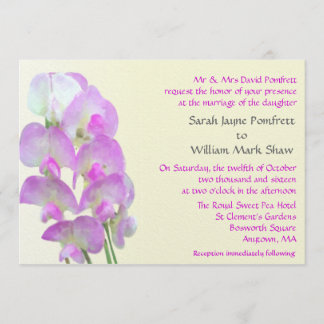 Delicate Sweet Pea Wedding Invitation