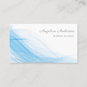 Delicate Teal Blue Gold Details Business Card
