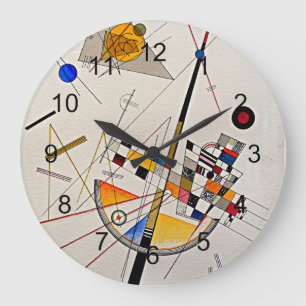 Delicate Tension abstract art by W. Kandinsky Large Clock