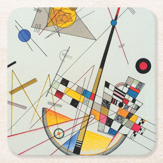 Delicate Tension by Wassily Kandinsky Square Paper Coaster (Front)