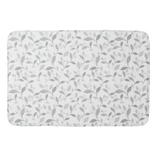Delicate Textured Grey Floral Bath Mat