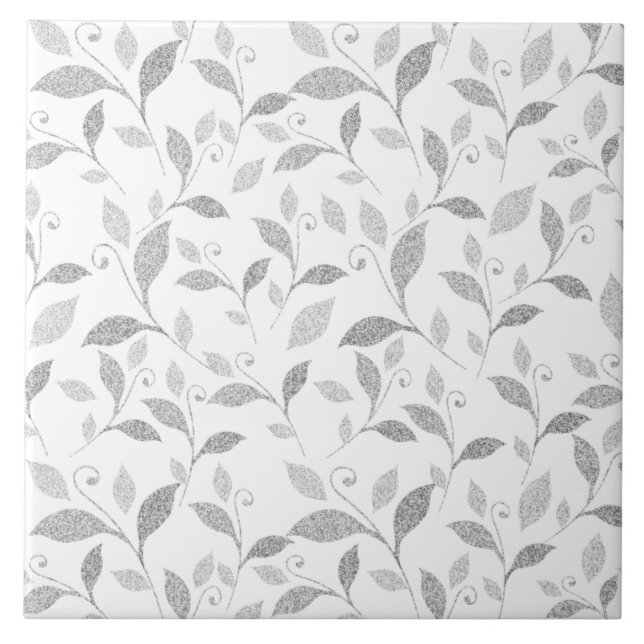 Delicate Textured Grey Floral Ceramic Tile (Front)