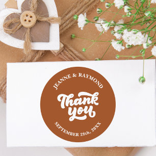 Delicate Thank You Terracotta Wedding Favour Classic Round Sticker